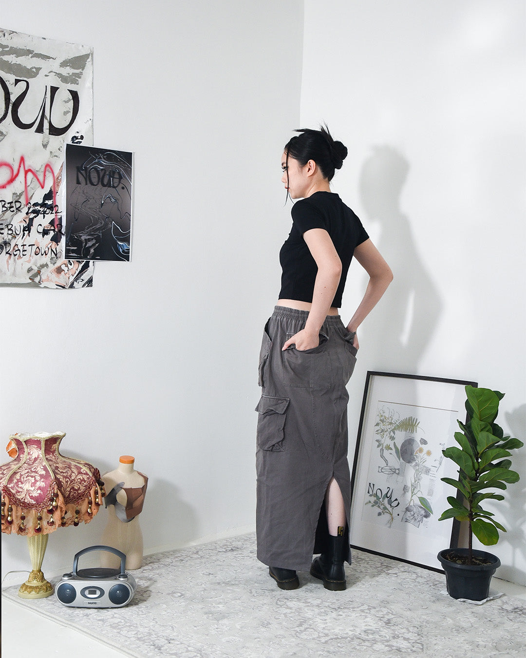 Upcycling Cargo Long Skirt