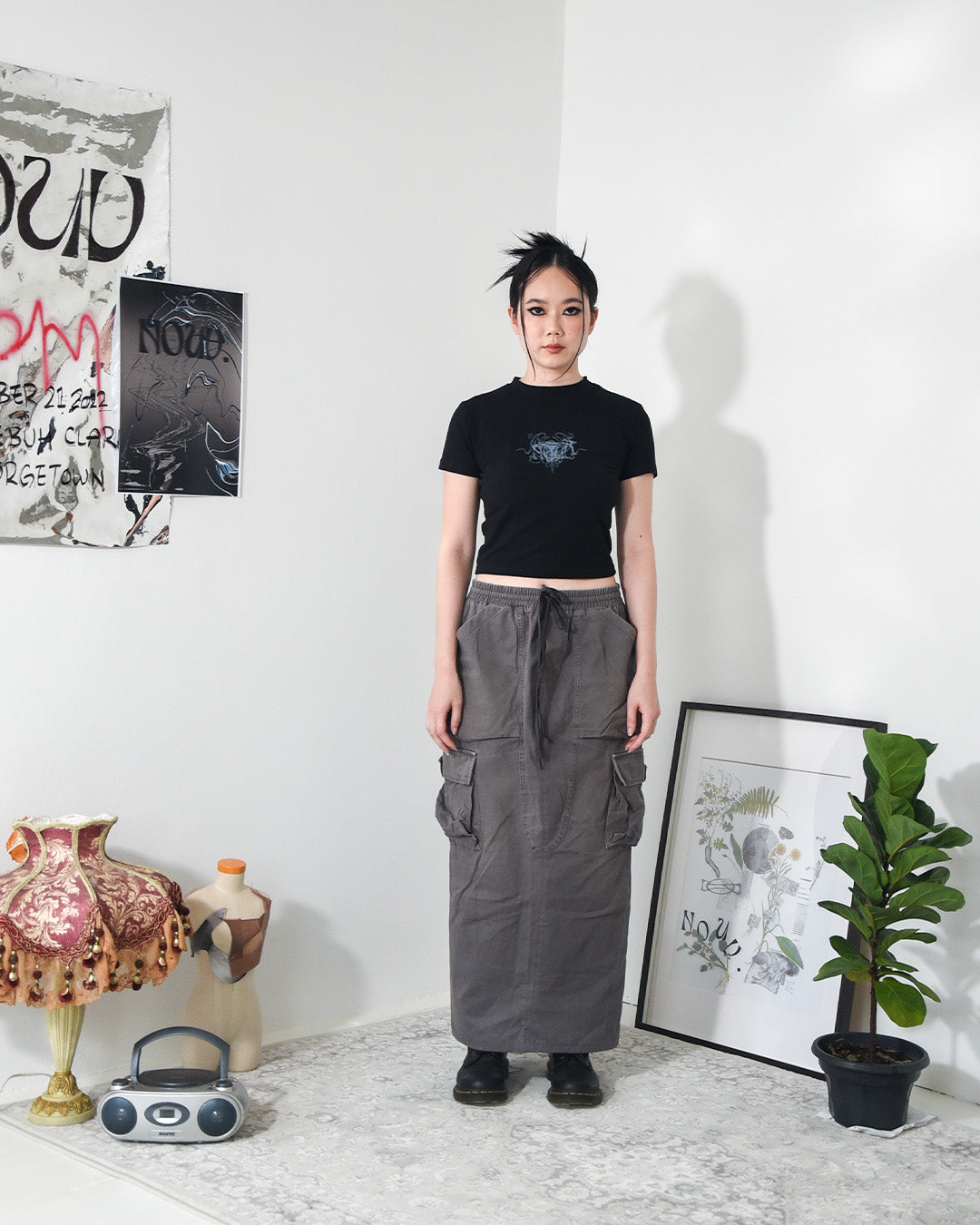 Upcycling Cargo Long Skirt